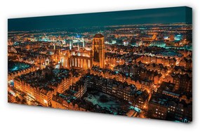 Obraz na plátne Nočná panoráma Gdansku kostola 140x70 cm