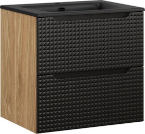 Comad Kúpeľňová skrinka s keramickým umývadlom Luxor Black II 60 cm - čierna mat