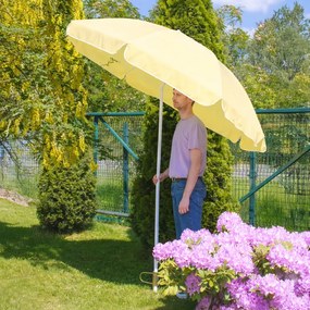 JU Slnečník z polyesterovej tkaniny, 240 cm, 8 drôtov, sklopný, béžový