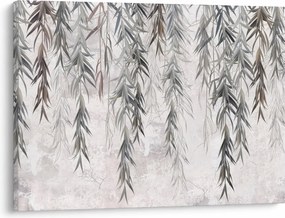 Obraz - Vŕbové vetvičky v šedej omietke (70x50 cm)