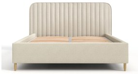 Béžová čalúnená jednolôžková posteľ s úložným priestorom s roštom 120x200 cm Noto – Maison de Rêve