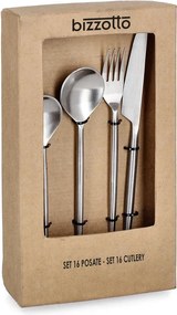 Antikoro príbor 16 ks v striebornej farbe pre 4 osoby Bronte – Bizzotto