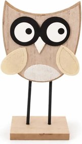 DECOLED Drevená stolová dekorácia sova 8,5 × 4 × 16 cm, stojaca