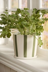 Ib Laursen Keramický obal na kvety Palermo Green Stripes Ø 16 cm