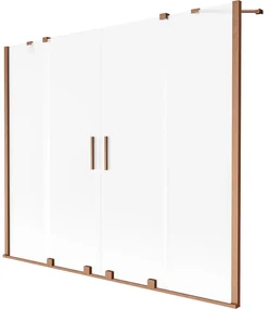 Mexen Velar Duo, 2-krídlová vaňová zástena s posuvnými dverami 190 x 150 cm, námraza, medený matný profil, 896-190-000-32-65