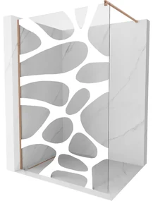 Mexen Kioto, sprchová zástena Walk-In 70 x 200 cm, 8mm číre sklo biely vzor, medený matný profil, 800-070-101-65-97
