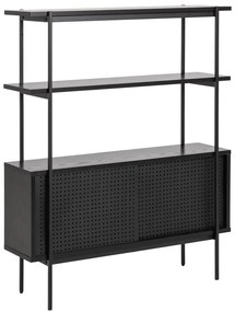 Čierna knižnica v dekore jaseňa s posuvnými dverami 94x114 cm Angus – Actona