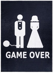 Dywany Łuszczów, Kusový koberec Bambino 2104 Game Over black, 120x170, čiernobiela, chodba / predsieň