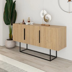 Nízka komoda v dekore duba v prírodnej farbe 150x80 cm Titan – Marckeric