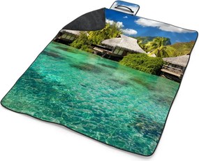 Sablio Plážová deka Chatky na mori: 200x140 cm