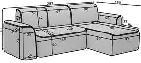 Antracitová rohová pohovka z textílie buklé (ľavý roh/s leňoškou) Ume – ELTAP