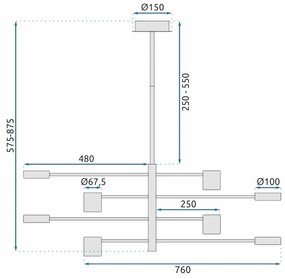 Stropné svietidlo Diagonal Eight čierne