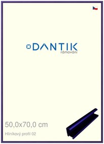 DANTIK rám na obraz 50x70 | ALU modrá Azur matná (Plexi Čiré)