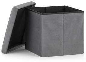 Skladací puf M - 30x30x30cm zamatovo sivý 9401 80 00 00
