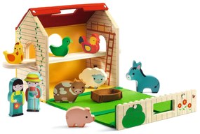 Prenosná drevená farma so zvieratkami