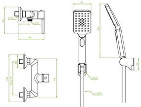 Laveo Alita, sprchová batéria s ručnou sprchovou súpravou, čierna matná, LAV-BVA_741D