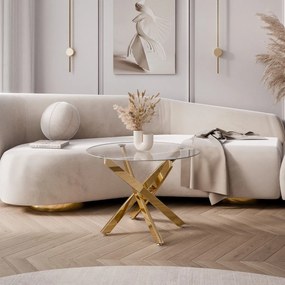 KONFERENČNÝ STOLÍK PASCAL ZLATÝ + SKLO