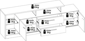 TV stolík Meolo, 191,5 cm, dub cremona/béžový kašmír