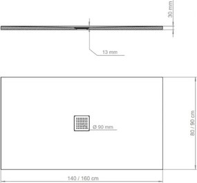 Polimat Obdĺžniková sprchová vanička z minerálneho kompozitu Perfetto 140x80 (140x90, 160x80) Lesk POLIMAT-Farba: Biela, lesk, POLIMAT-Rozmery: 140x80