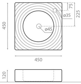 Bathco 0081 - Umývadlo na dosku GOTA 45x45 cm porcelán/biela
