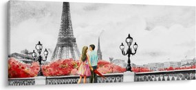 Obraz - Milenci v Paríži (120x50 cm)