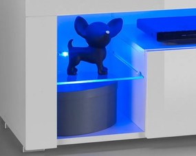 TV stolík Goal 153 cm, biely, s osvetlením