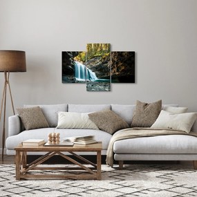 Obraz lesného vodopádu (90x60 cm)
