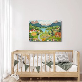 Obraz - Dedina v horách (90x60 cm)
