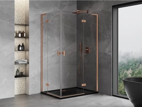 Mexen Mist-H L Duo, 2-krídlový sprchový kút 90 x 115 cm, číre sklo, medený matný profil, 8A5L-090L-115P-65-00
