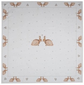 Bavlnený obrus s motívom zajačikov Bunnies in Love - 100*100 cm