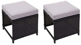 Set 2 polyratanových kresiel HWC-G16 - čierna, podušky svetlosivé