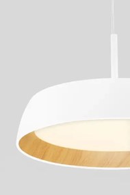 LED stmievateľný bielo-drevený moderný luster Sigi