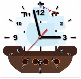 Gario Obraz s hodinami Rozprávková plachetnica Rozmery: 40 x 40 cm