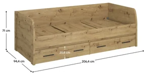 Jednolôžková posteľ  90 IRON (dub artisan) (s roštom). Vlastná spoľahlivá doprava až k Vám domov. 1091586