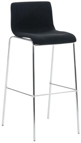 Barová stolička Hoover ~ látka, kovové nohy chróm - Čierna
