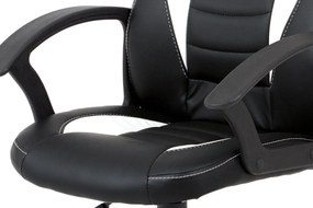 Autronic -  Kancelárska stolička Kids KA-V107 WT, biela-čierna ekokoža