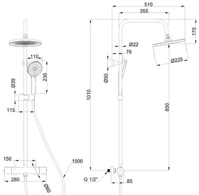 Invena Volos, sprchová sada s termostatickou batériou, chrómová, INV-AU-37-T01-V