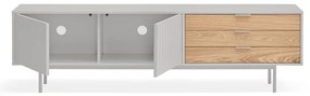 TV stolík v dekore duba v šedo-prírodnej farbe 180x52 cm Sierra – Teulat