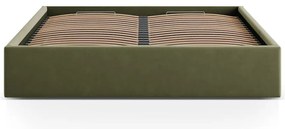 Zelená čalúnená dvojlôžková posteľ s úložným priestorom/bez čela s roštom 180x200 cm Susan – Micadoni