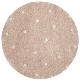 Svetloružový prateľný ručne tkaný bavlnený detský koberec ø140 cm Round Dot Rose – Lorena Canals