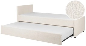 Rozkladacia posteľ s buklé čalúnením 80 x 200 cm svetlobéžová MARMANDE Beliani