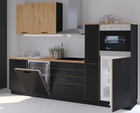 Kuchynská linka Blacky, čierna/dub artisan%