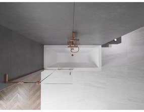 Mexen Velar L, 2-krídlová posuvná vaňová zástena 90 x 150 cm, 8mm číre sklo, ružové zlato, 896-090-003-01-60