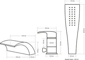 Rea Riven, 3-otvorová vaňová batéria, zlatá matná, REA-B0494