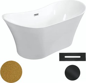 Besco Akrylátová voľne stojaca vaňa Amber Glam Z 170x80 BESCO-Typ výpuste: Click-Clack s prepadom, grafit, BESCO-Rozmery: 170x80, BESCO-Farba: Biela/…
