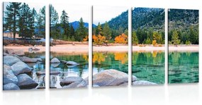 5-dielny obraz jazero v nádhernej prírode - 200x100