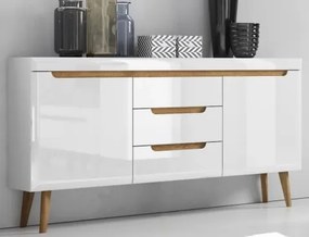 Široká komoda Nordi, dub riviéra/biela lesk%