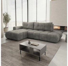 Rozkladacia rohová čalúnená sedacia súprava s úložným priestorom v tvare L ALMADA ľavá sivá