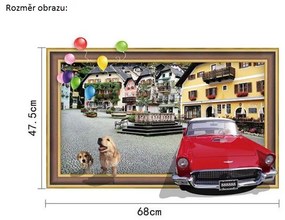Veselá Stena Samolepka na stenu na stenu 3D Auto v obraze