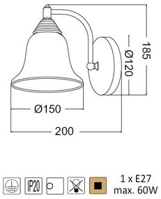 ACA DECOR Nástenné svietidlo MOBY max. 60W/E27/230V/IP20